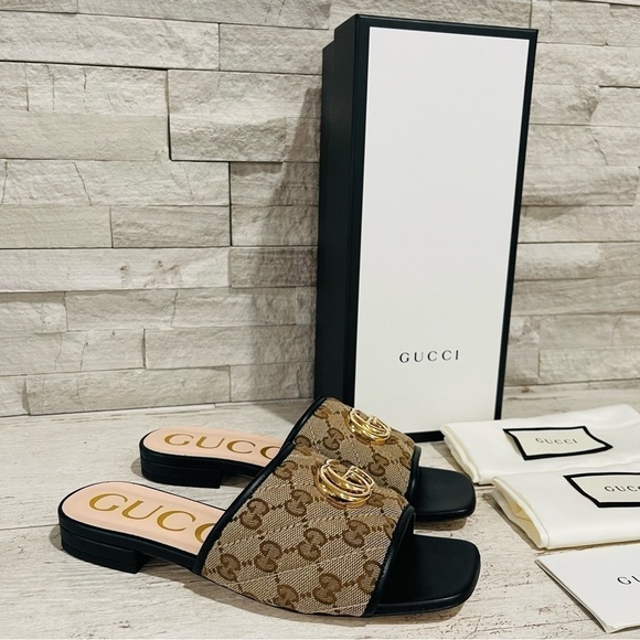 Gucci Jolie Black GG Supreme Monogram Matelasse Sandals Mules Slides SZ 36 - Picture 16 of 16